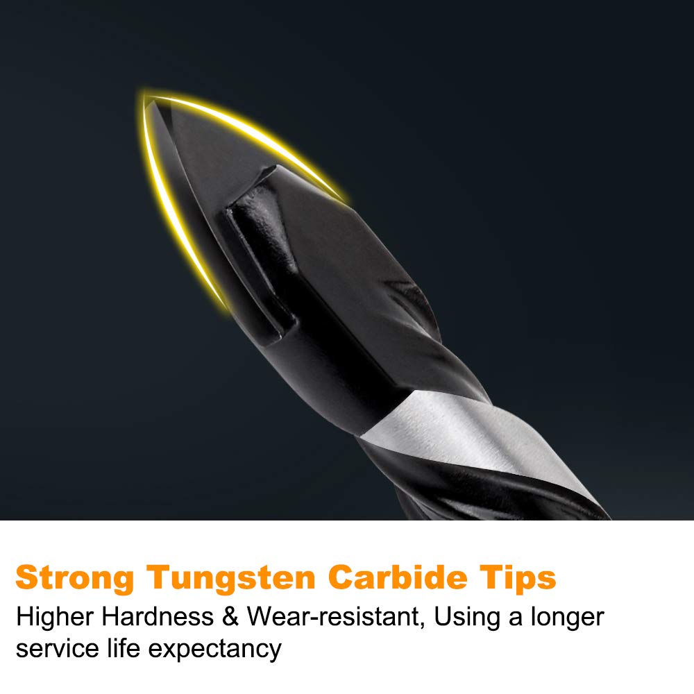 Concrete Drill Bit & Masonry Drill Bit Set, Professional Drill Bit Set (6PCS) for Glass/Brick/Plastic/Cement/Wood/Tile/Etc, Industrial Strength TITGGI