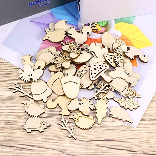 Healifty 50pcs Unfinished Wooden Cutouts Natural Wooden Slices Wooden Embellishments Crafts for DIY Craft Embellishments Wood Slices DIY Wooden Healifty