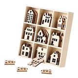 HEALLILY Wooden Stars for Crafts 45pcs Wooden House Shaped Embellishments Hanging Ornaments Unfinished Wood Cutouts Ornaments for Christmas Crafts HEALLILY