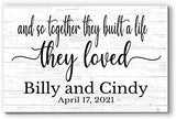 And So Together They Built a Life They Loved Sign Custom Wedding Gift - SOLID WOOD - Anniversary, Wedding, Couples Gift Idea 16in x 10.5in x .75in Broad Bay