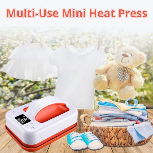 Heat Press Machine For T Shirts, 7" × 5" Portable Mini Heat Press Fast Even Heat, Easy Press T Shirt Printer Machine for HTV Vinyl and Heat Transfer KORGOL