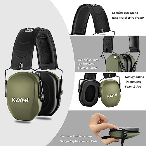 KAYNN 018 Ear Protection 2 Pack Hearing Protection for Shooting Gun Range,27dB NRR Noise Cancelling Safety Ear Muffs for Shooting KAYNN