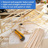 120 Pieces Balsa Wood Sticks 1/8 x 1/8 x 12 Inch Wood Strips Balsa Square Wooden Dowels Hardwood Unfinished Wood Sticks for Crafts DIY Projects Piklodo