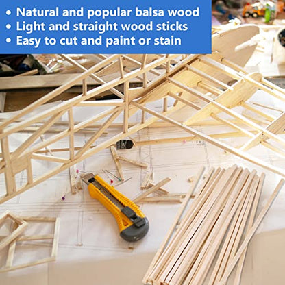 120 Pieces Balsa Wood Sticks 1/8 x 1/8 x 12 Inch Wood Strips Balsa Square Wooden Dowels Hardwood Unfinished Wood Sticks for Crafts DIY Projects