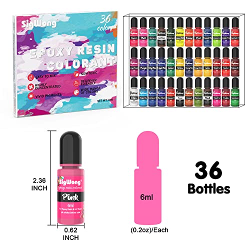 Epoxy Resin Pigment - 36 Color Liquid Translucent Colorant, Highly Concentrated Dye for DIY Jewelry Making, AB Coloring Paint, Craft 6ml Each SigWong