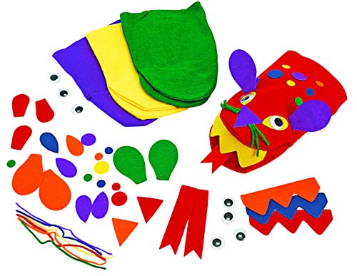 Colorations Felt Imaginary Hand Puppet Craft Kit for Kids, Makes 12 Puppets, Googly Eyes, Dragons, Dramatic Play, Imagination, Creatures, Role Play, - WoodArtSupply