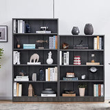 Wood Bookcase 5-Shelf Freestanding Display Wooden Bookshelf for Home Office School (11.6" D*33" W*59.8" H,Grey) Sunon