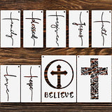 9 Pieces Cross Stencil Set Christian Stencils Believe Jesus Forgiven Cross Stencil Religious Stencil Reusable Painting Template Christmas Gift for Tinlade