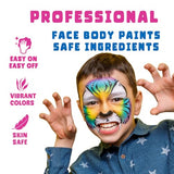 Bowitzki Professional Face Painting Kit For Kids Adults12 x 10gm Face Paint Set Stencil One Stroke Split Cakes Palette Non Toxic Rainbow Flora Bowitzki
