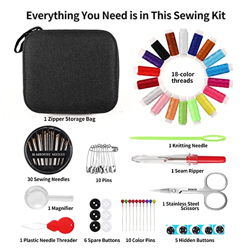 Sewing Kit Basic,Marcoon Needle and Thread Kit with Sewing Supplies and Accessories for Adults,Kids,Beginner,Home,Travel,Emergency Including Marcoon