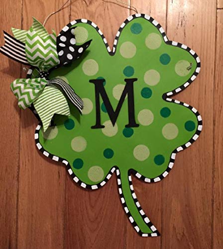 4 Leaf Clover Cutout Unfinished Wood St. Patrick's Day Leprechaun Door Hanger Spring Decor MDF Shape Canvas Style 1 (6") Diverse Woodworking