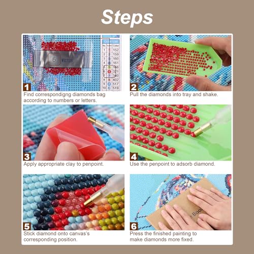 Stalente Diamond Painting Kits for Adults, Horse Round Full Drill Diamond Art Kits, 5D DIY Paint with Diamonds Crafts for Home Wall Decoration Gifts Stalente