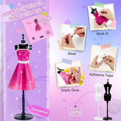 Otf 500+ Pcs Fashion Design Kits with 5 Mannequins - Creativity DIY Arts and Crafts for Kids Ages 8-12 - Craft Toys for Girls Gift - Sewing Kit for Kids