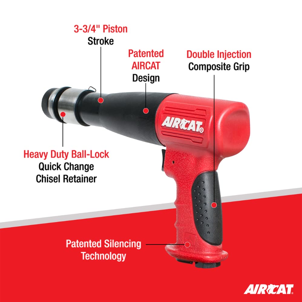 AIRCAT Pneumatic Tools 5200-A-T: 0.401-Inch Shank Composite Long Stroke Air Hammer 2,100 BPM - WoodArtSupply