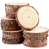FSWCCK 24 PCS Wood Slices Bulk, 4-4.7 Inch Unfinished Natural with Tree Barks Rustic Wedding Centerpiece Disc, Craft Wood Pieces for Circles Craft FSWCCK