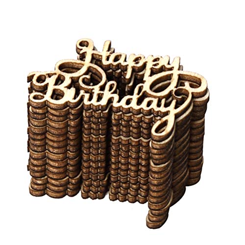 Amosfun Happy Birthday Wood Cutout Words Wooden Confetti Wood Slices for Birthday Party Table Decorations 15pcs - WoodArtSupply