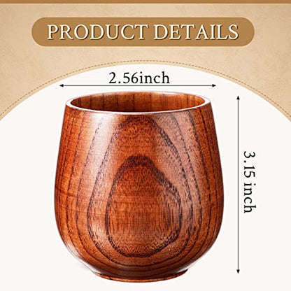 Gerrii 10 Pieces Wooden Tea Cup Wooden Coffee Mug Water Japanese Tea Cup Solid Wood Drinking Cup Teacup Glass for Wine, Beer, Milk, Hot Drinks, 6 oz - WoodArtSupply