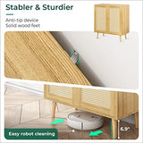 Huuger Buffet Cabinet with Storage, Storage Cabinet with PE Rattan Decor Doors, Accent Cabinet with Solid Wood Feet, Sideboard Cabinet for Hallway, Huuger