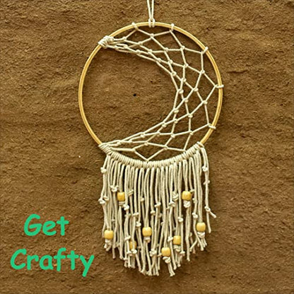 Mandala Life ART DIY Beginners Macrame Dream Catcher Kit - Set of 3 Wooden Rings Rope and Beads - Make Your Own Bohemian Wall Hanging -Hobby - WoodArtSupply