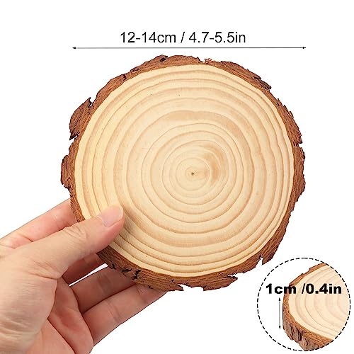 60 PCS 4.7-5.5 Inch Natural Wood Slices, Unfinished Pine Wood Circles with Barks for Coasters, DIY Crafts, Christmas Rustic Wedding Ornaments and - WoodArtSupply