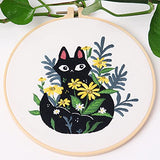 REEWISLY 4 pcs of Embroidery Starter kit with Patterns and Instructions, DIY Adult Beginner Cross Stitch Kits, Including 2 Plastic Embroidery Rings, REEWISLY