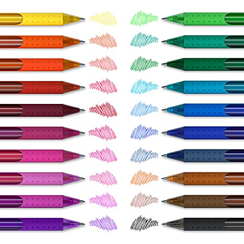 Shuttle Art Colored Gel Pens, 20 Colors Retractable Gel Ink Pens with Grip, Medium Point (0.7mm) Smooth Writing for Adults and Kids Writing - WoodArtSupply