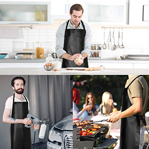 2 Pack Waterproof Rubber Vinyl Apron 40" Aprons for Men Heavy Duty Chemical Resistant Work Apron Extra Long Grilling Aprons with Adjustable Bib Apron - WoodArtSupply