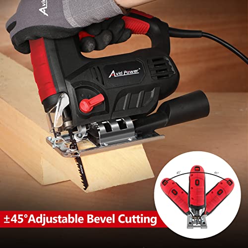 AVID POWER Jig Saw, 7.0A 3000 SPM Jigsaw with Variable Speed, Bevel Angle (0°-45°), 6PCS Blades and Scale Ruler AVID POWER
