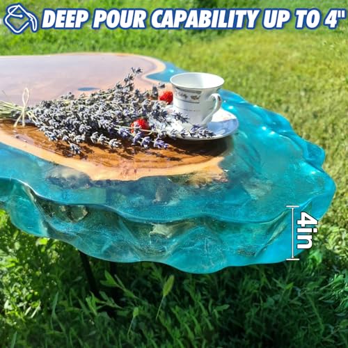 Shabebe Deep Pour Epoxy Resin 3 Gallon, Industrial Grade, Crystal Clear Epoxy Resin Kit for 2-4" Depths, 2:1 Food Safe Casting Resin for DIY Shabebe