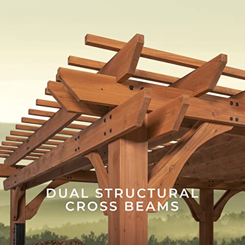 Backyard Discovery Beaumont 20x12 ft All Cedar Wood Pergola, Durable, Quality Supported Structure, Snow and Wind Supported, Rot Resistant, Backyard, - WoodArtSupply