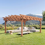 VEIKOU 12’ X 14’ Pergola, Outdoor Pergola with Solid Structure, Patio Wood Pergola, Cedar Pergolas and Gazebos with Arched Top for Deck Yard Grill VEIKOU