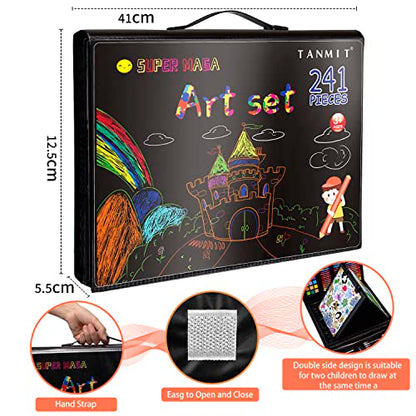 Art Supplies, 241 PCS Drawing Art Kit for Kids Boys Girls, Deluxe Art and Craft Set with Double Sided Trifold Easel, Markers, Oil Pastels, Crayons,