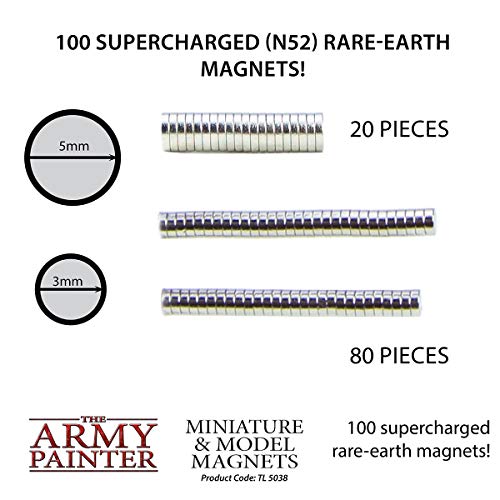 The Army Painter Miniature and Model Rare Earth Magnets - Heavy Duty Magnets Neodymium, 100 Pieces, Variety Pack (20x5mm and 80x3mm), Round Magnets, - WoodArtSupply