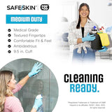 SAFESKIN Nitrile Disposable Gloves in Pack of 50, Medium Duty, Medium Size, Powder Free - Food Handling, First Aid, Cleaning SAFESKIN