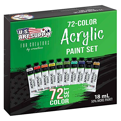 U.S. Art Supply Professional 72 Color Set of Acrylic Paint in Large 18ml Tubes - Rich Vivid Colors for Artists, Students, Beginners - Canvas Portrait