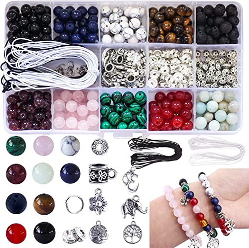 Fishdown 418 pcs 8mm Crystal Beads for Jewelry Making, Natural Stone Healing Beads for Bracelets, Gemstone Beading & Jewelry Necklace Making DIY Kit - WoodArtSupply