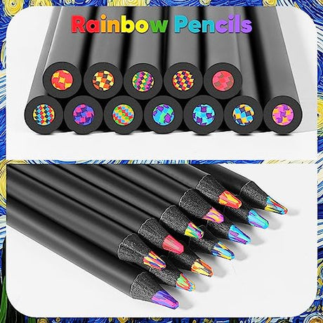 Hapikalor 12-Color Rainbow Pencils Aesthetic Jumbo Colored Pencils for Adult Coloring Sketching, Cute Drawing Kit Fun Pencils Cool Stuff Christmas Hapikalor
