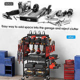 CCCEI Power Tool Organizer Cart with Charging Station, Garage Floor Rolling Storage Cart on Wheels for Mechanic, Mobile 6 Drill, Tool Box Utility CCCEI