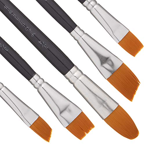 Golden Maple Angular Paint Brush, 9PC Oblique Tip Nylon Hair Long Handle  Angled Paint Brushes Set Art Artist Professional Painting Supplies for