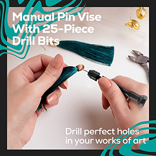 Roxy Epoxy Aluminum Alloy Pin Vise Hand Drill Bits (26 Pcs) - Rotary Tool for Resin Crafts, Jewelry Repair, and Wood Carving - Micro Mini Twist Roxy Epoxy