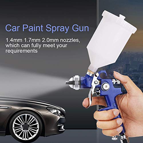 HVLP Spray Gun with Replaceable 1.4mm 1.7mm 2.0mm Nozzles Needle Cap Automotive Air Paint Sprayer Gun Kit with 600cc Capacity Cup for Car Hotorda