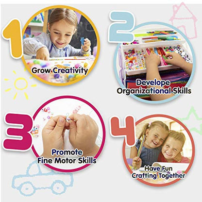 Olly Kids Arts and Crafts Supplies Set- 1000+ Pieces Giftable Craft Box for Kids: DIY Craft Supplies for Toddlers, School Project, and Homeschool