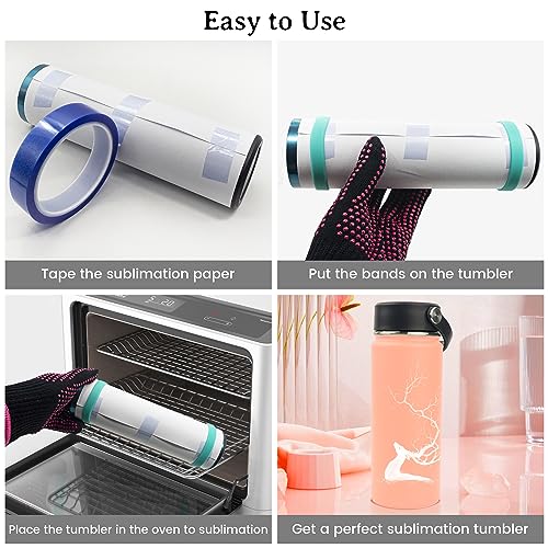 Universal Sublimation Tumblers Kit, 2Pcs Heat Gloves for Sublimation, 6 Pcs Silicone Bands for Sublimation Tumbler, 1 Pc Heat Tape for Sublimation Omoojee