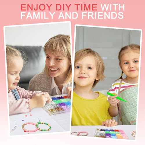 Redtwo 3400 Clay Beads Friendship Bracelet Making Kit for Beginner, Preppy Polymer Heishi Beads Jewelry Making Kit with Charms, Gifts for Teen Girls Redtwo