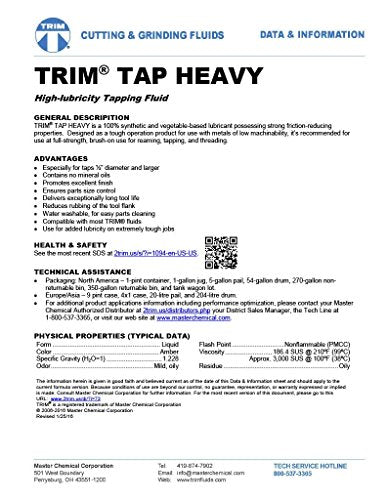 TRIM Cutting & Grinding Fluids TAPHVY/1 TAP HEAVY High Lubricity Tapping Fluid, 1 gal Jug Trim