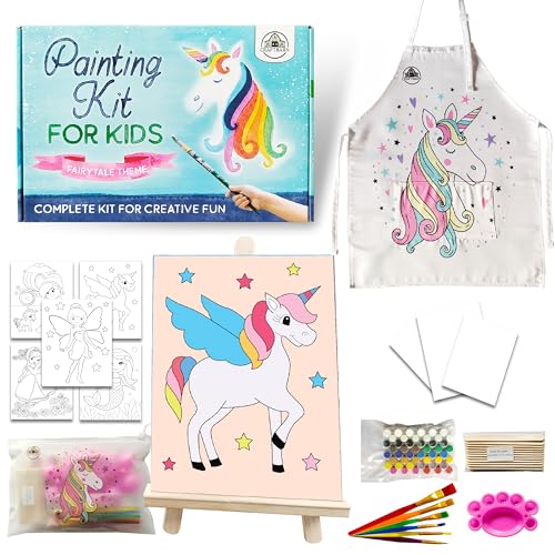 CRAFTBARN - Painting Kits for Kids Ages 4-8 | Craft Paint Set for Boys & Girls Ages 3-5 | Unicorn Princess Mermaid Theme Children’s Paint with Water