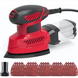 Detail Sander, 130W Compact Electric Sander, 14000 RPM, with 20PCS Sandpaper Mouse Sander, Hand Sanders with Multi-Function efficient Dust Box Vistreck