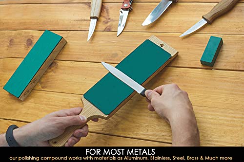 BeaverCraft, Green Strop Compound PP02 - Fine Green Buffing Compound - Leather Strop Green Honing Compound - Buffing Compound 2 Bars 4 Oz - Stainless - WoodArtSupply