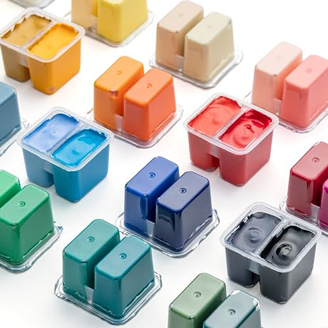 HIMI Twin Cup Jelly Gouache Paint Set, 48 Colors 12g, Jelly Cup Design, Non Toxic Paint for Canvas and Paper, Art Supplies for Professionals (Green HIMI