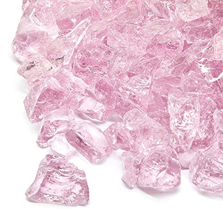 TWINKLING High Luster Fire Glass Gravel Stone,Broken Glass,Fire Pit Glass,Crushed Glass for Fireplace Pit Aquarium Garden Decoration,1-3cm,2-Pound TWINKLING